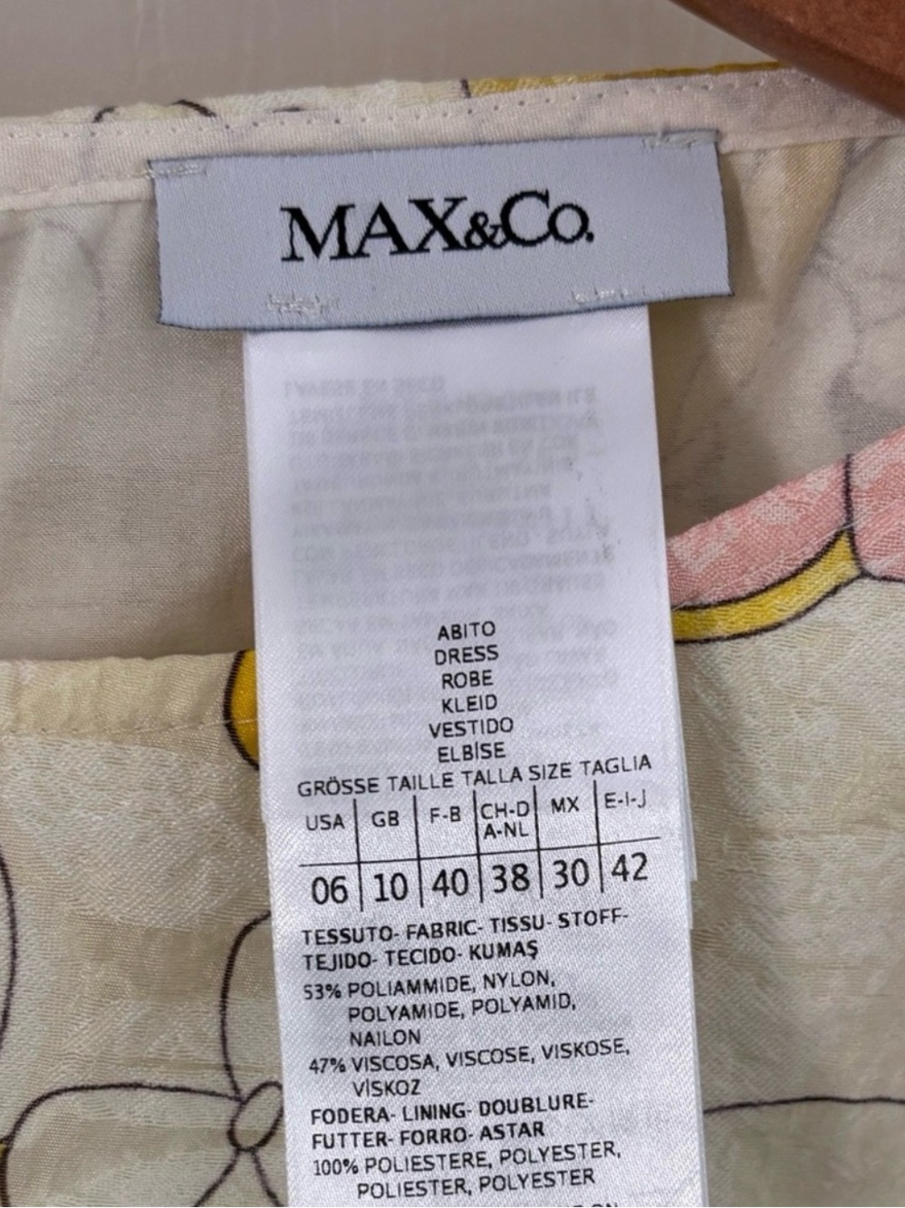 Max & Co. Women’s Yellow Floral Tie-Waist Dress Size 6 Puff Sleeves - Picture 8 of 8